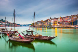Porto, Douro River with traditional Rabelo boats